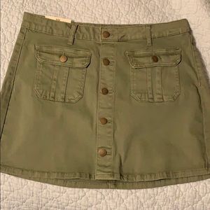 Olive button-up skirt